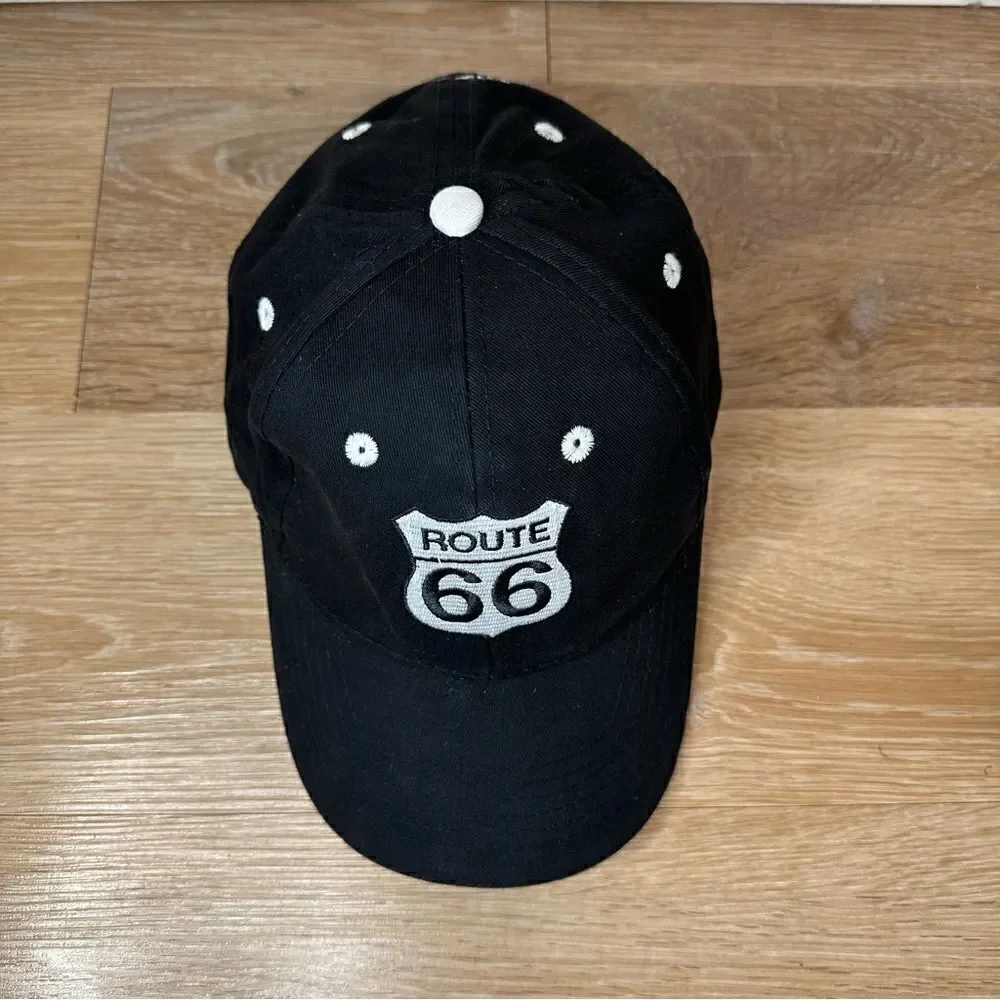 Route 66 Embroidered Black Adjustable Hat